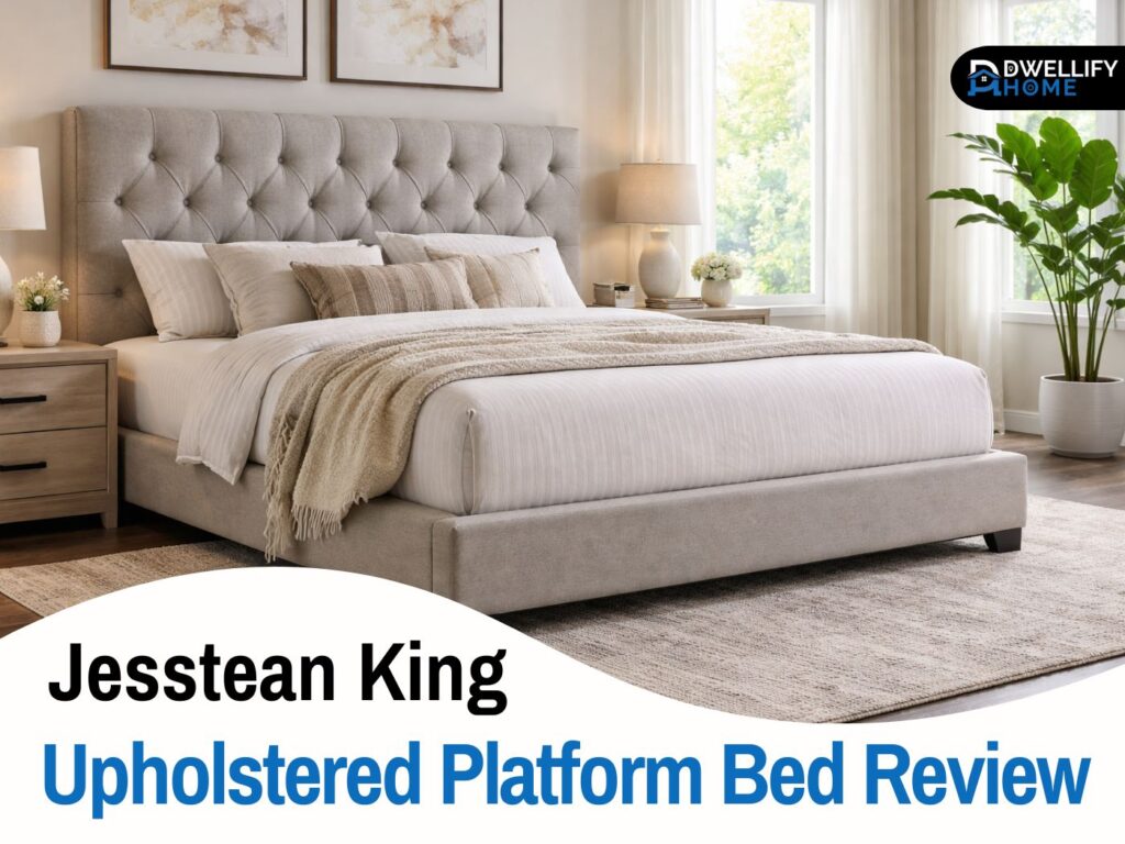 jesstean king upholstered platform bed review
