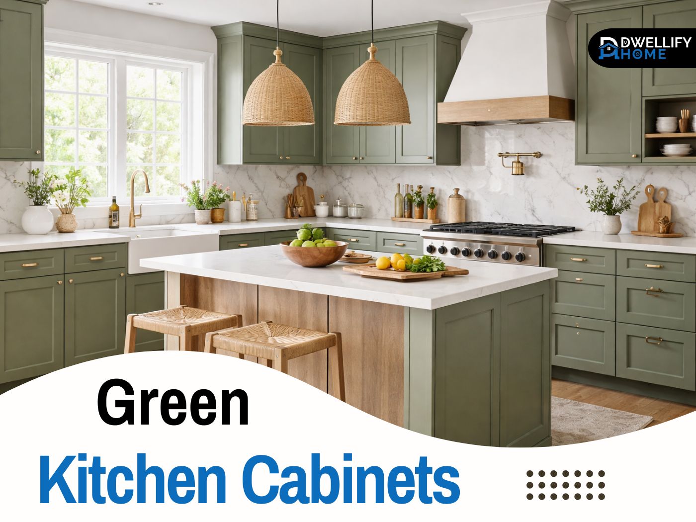 green kitchen cabinets