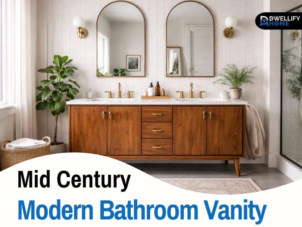 mid century modern bathroom vanity