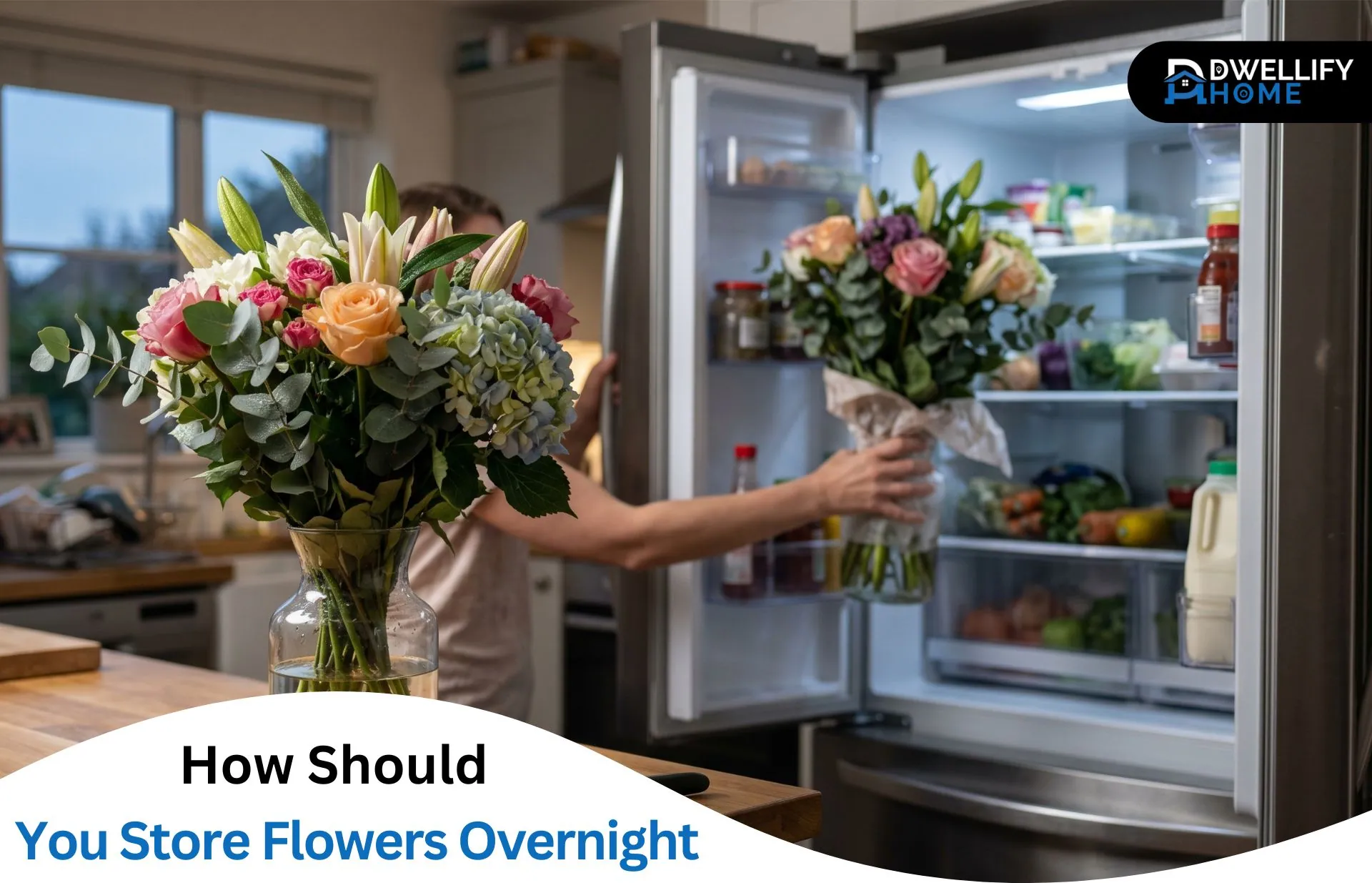 how should you store flowers overnight