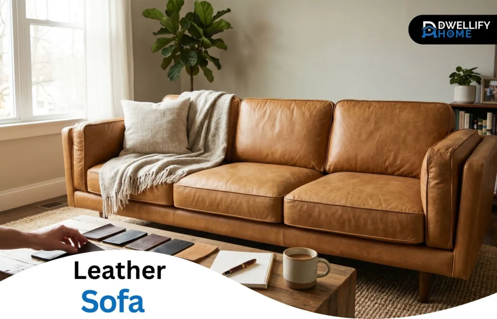 poly and bark leather sofa