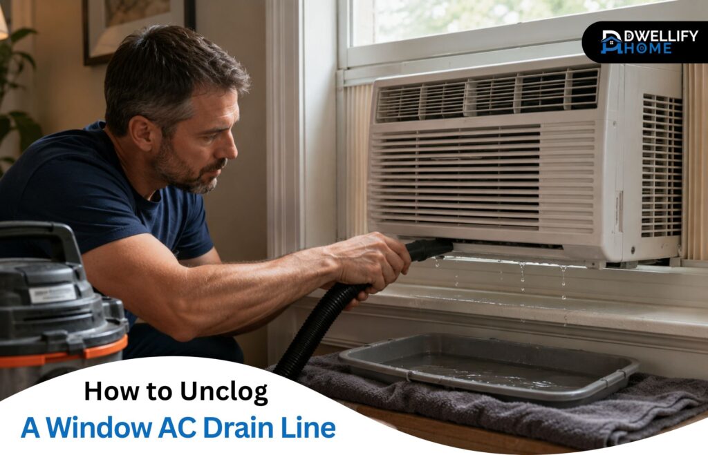 how to unclog window ac drain line