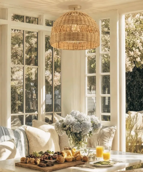 Woven and Textured Flush Mounts for Organic-Modern Rooms