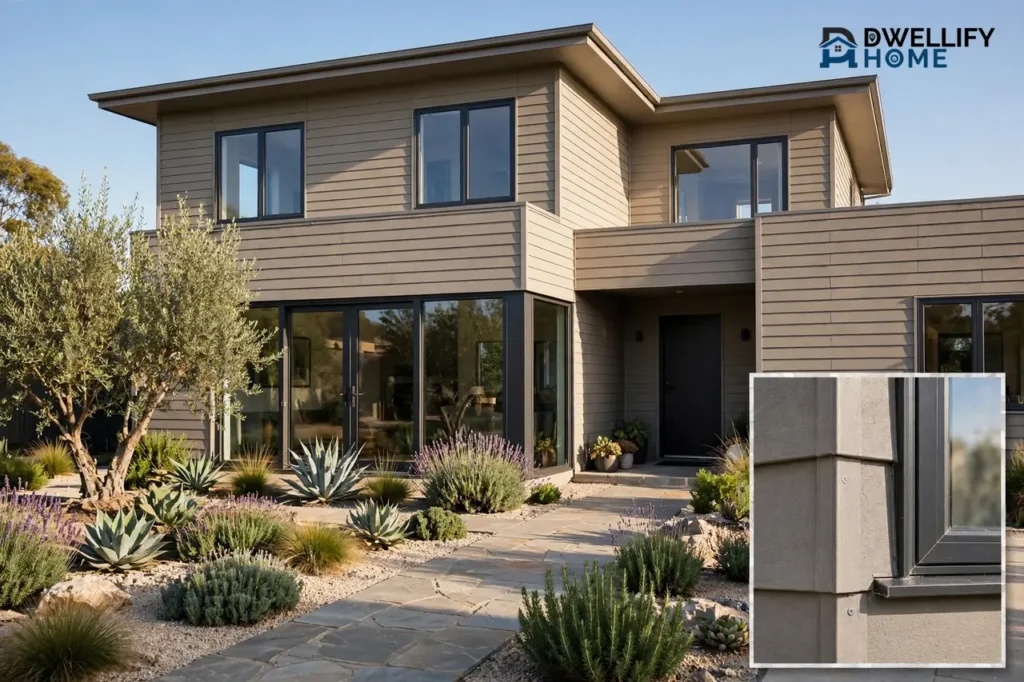 Solid modern home with cladding and quality windows, cladding window corner inset