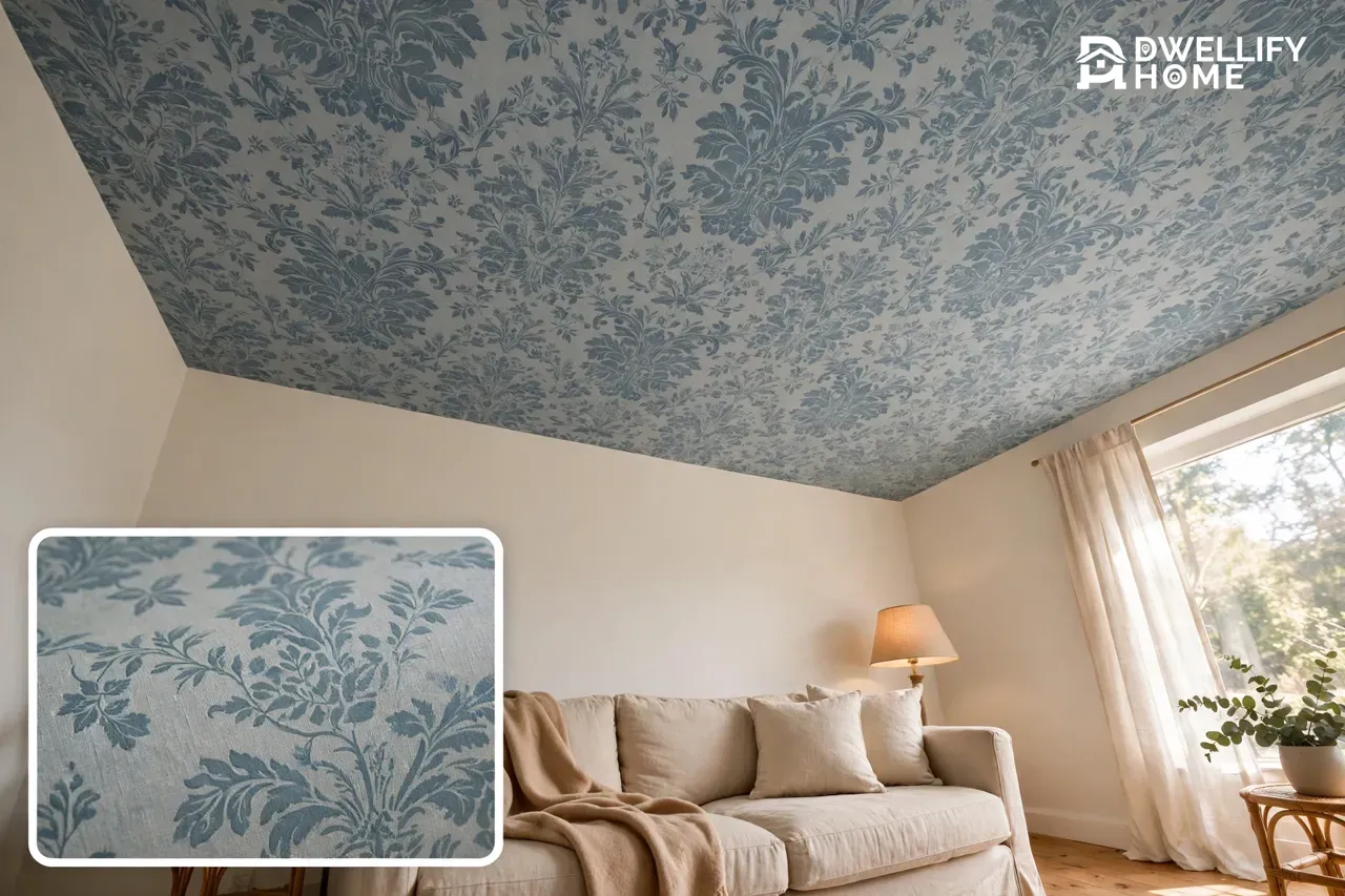 Wallpaper in the Ceiling: 10 Modern Ideas and Easy DIY