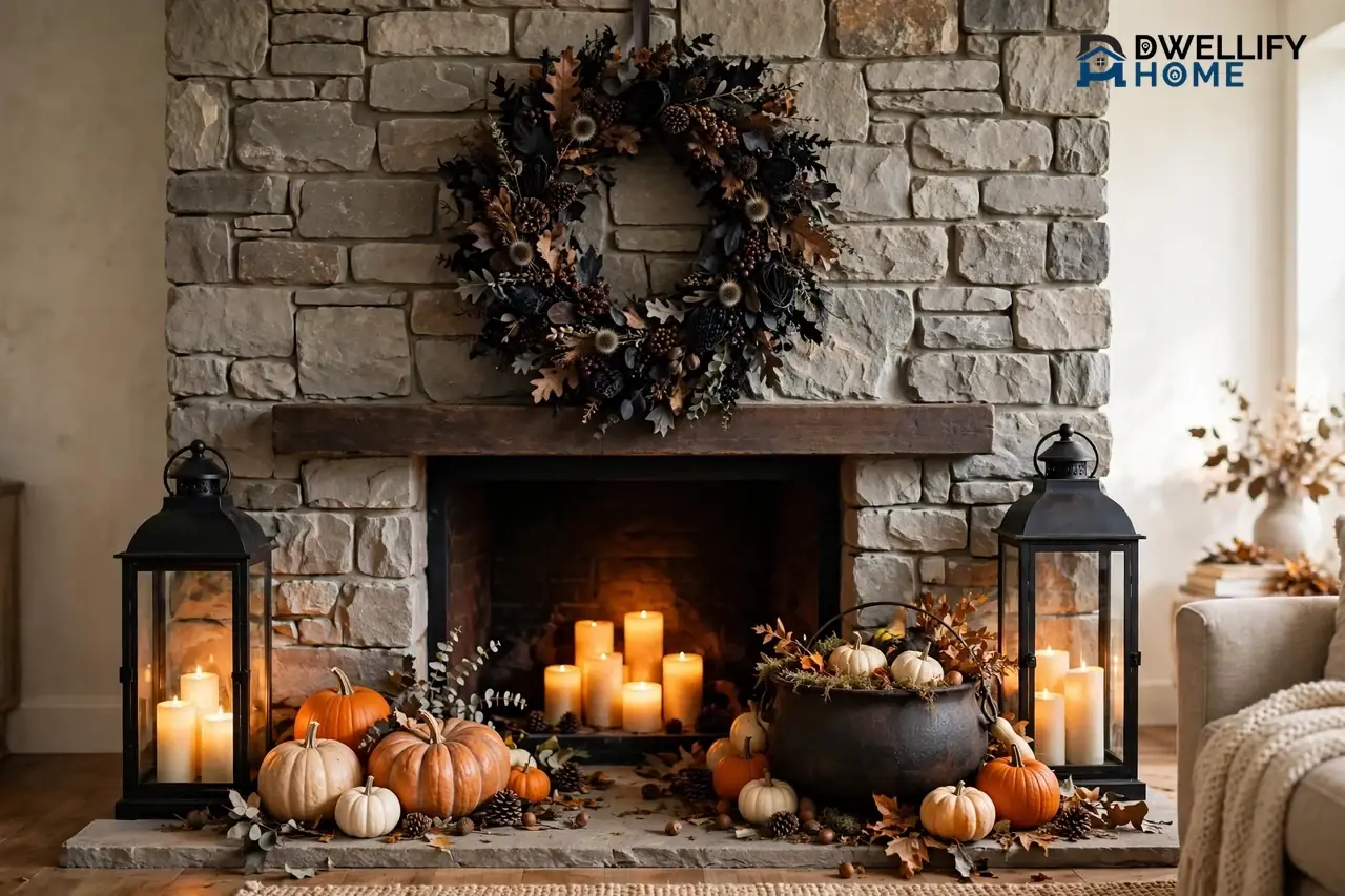 Halloween Fireplace Decor: Style the Whole Fireplace, Wall to Hearth