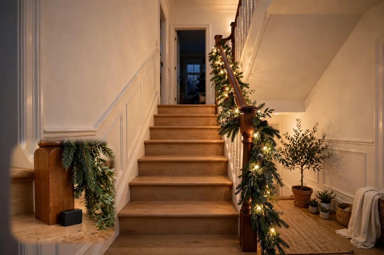 Box Batter Design How to Decorate Stairs for Xmas: Safe Garland Guide